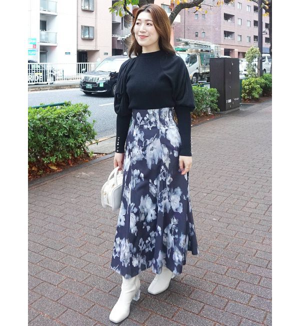 MERCURYDUO「ドレープオープンショルダーバックリボンニット」|ニット・セーター|