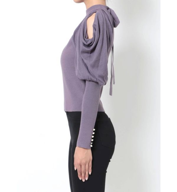 MERCURYDUO「ドレープオープンショルダーバックリボンニット」|ニット・セーター|