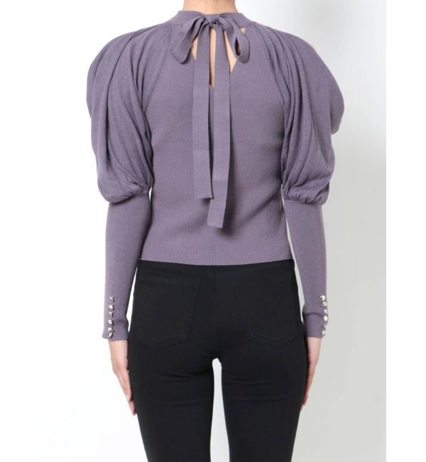 MERCURYDUO「ドレープオープンショルダーバックリボンニット」|ニット・セーター|