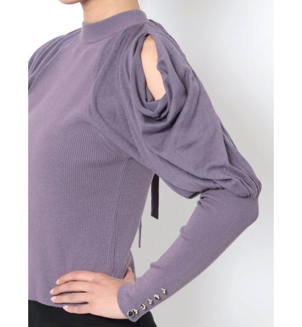 MERCURYDUO「ドレープオープンショルダーバックリボンニット」|ニット・セーター|