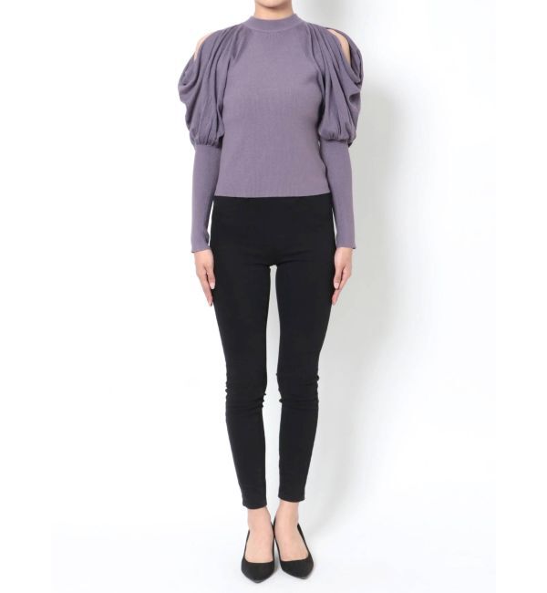 MERCURYDUO「ドレープオープンショルダーバックリボンニット」|ニット・セーター|