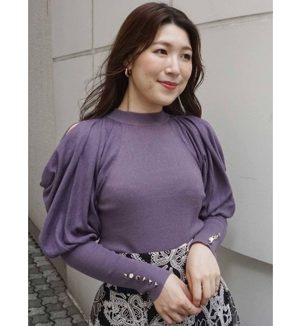 MERCURYDUO「ドレープオープンショルダーバックリボンニット」|ニット・セーター|