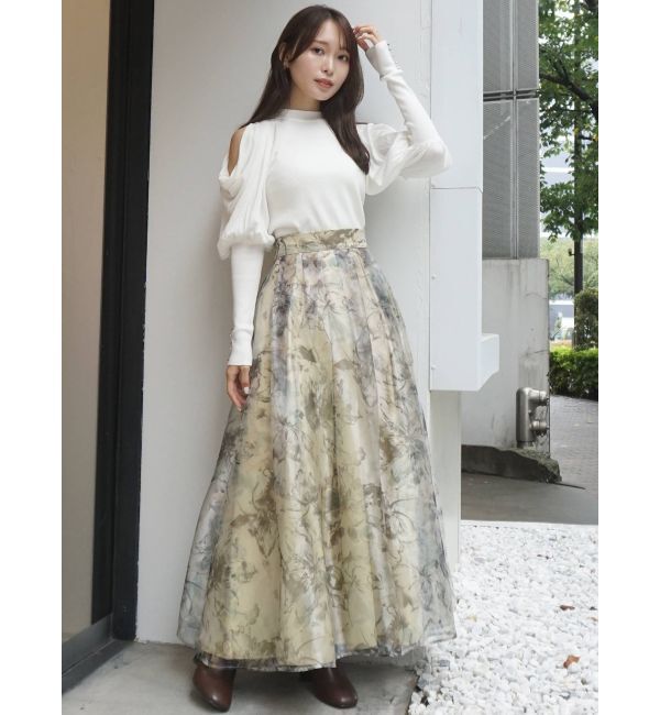 MERCURYDUO「ドレープオープンショルダーバックリボンニット」|ニット・セーター|