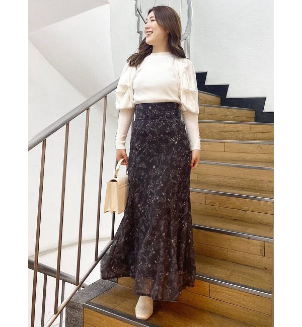 MERCURYDUO「ドレープオープンショルダーバックリボンニット」|ニット・セーター|