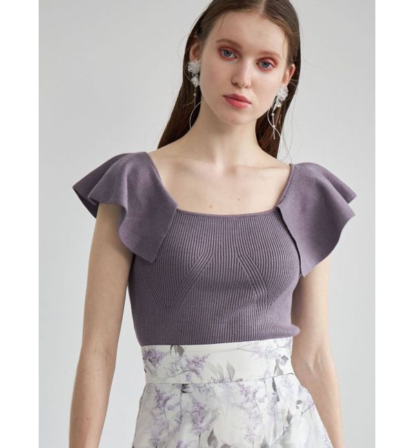 MERCURYDUO「2WAYラッフルコンパクトニット」|ニット・セーター|パープル