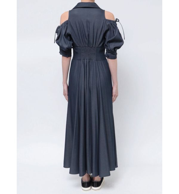 MERCURYDUO「オープンショルダーシャツワンピース」|ワンピース|