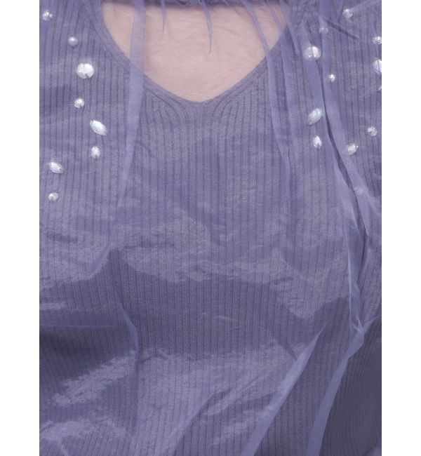 MERCURYDUO「ビジュー付シアーレイヤードニット」|ニット・セーター|