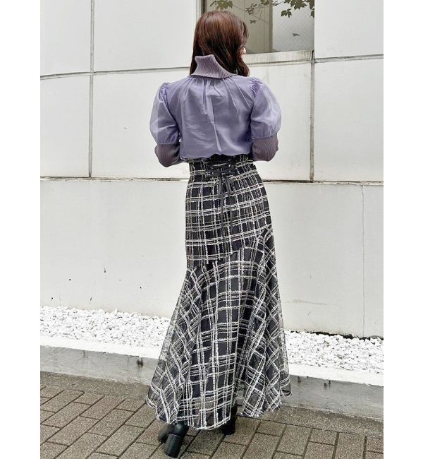 MERCURYDUO「ビジュー付シアーレイヤードニット」|ニット・セーター|