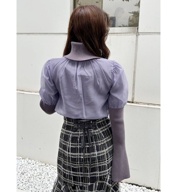 MERCURYDUO「ビジュー付シアーレイヤードニット」|ニット・セーター|