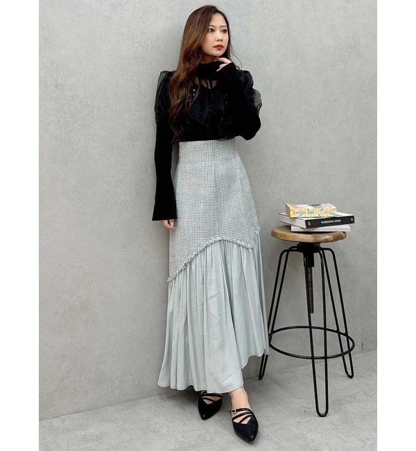 MERCURYDUO「ビジュー付シアーレイヤードニット」|ニット・セーター|