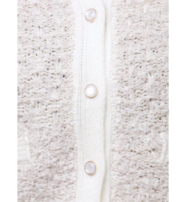 MERCURYDUO「ノーカラーツイードニットカーディガン」|カーディガン|