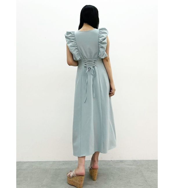 MERCURYDUO「リネンライクバックレースアップワンピース」|ワンピース|