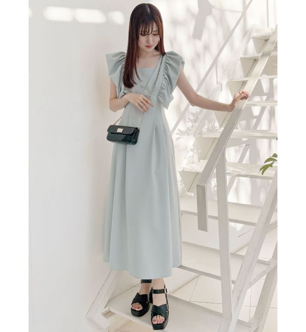 MERCURYDUO「リネンライクバックレースアップワンピース」|ワンピース|