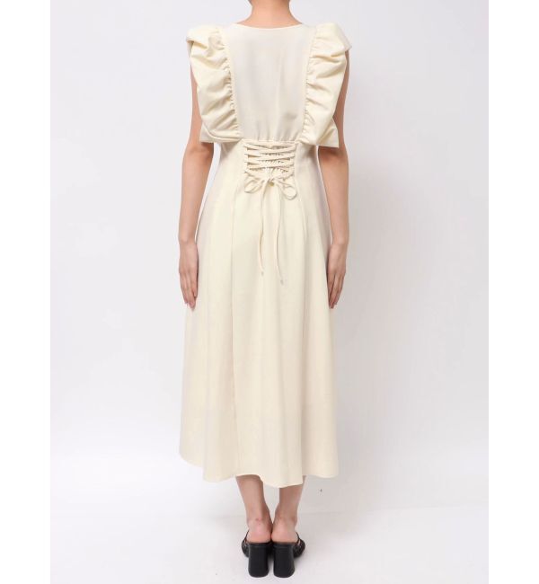 MERCURYDUO「リネンライクバックレースアップワンピース」|ワンピース|