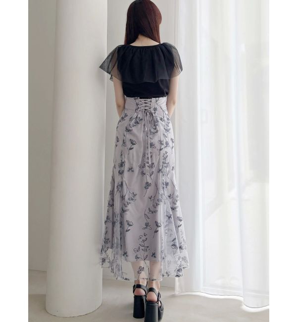 MERCURYDUO「チュールドッキングカーデライクニット」|ニット・セーター|