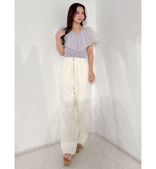 MERCURYDUO「チュールドッキングカーデライクニット」|ニット・セーター|