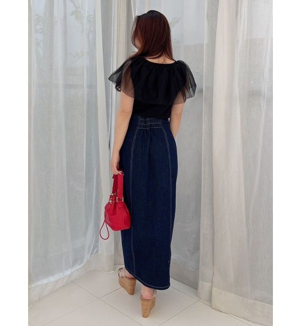 MERCURYDUO「チュールドッキングカーデライクニット」|ニット・セーター|