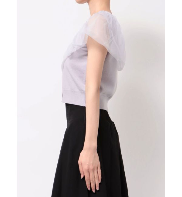 MERCURYDUO「チュールドッキングカーデライクニット」|ニット・セーター|