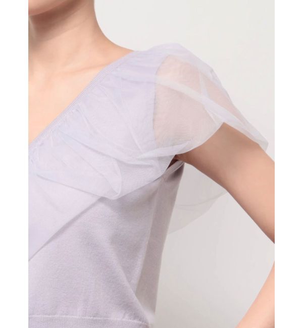 MERCURYDUO「チュールドッキングカーデライクニット」|ニット・セーター|