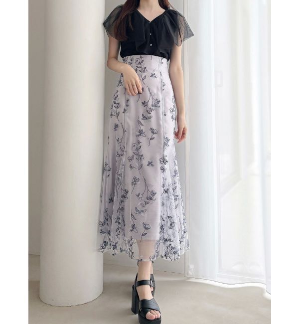 MERCURYDUO「チュールドッキングカーデライクニット」|ニット・セーター|