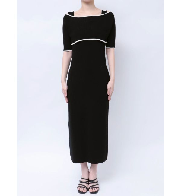 MERCURYDUO「3WAY配色ストラップバッククロスハーフスリーブワンピース」|ワンピース|