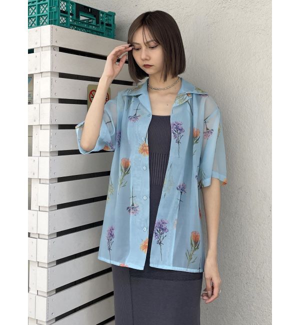 MURUA「フラワーシアーオープンカラーシャツ【WEB限定】」|シャツ・ブラウス|