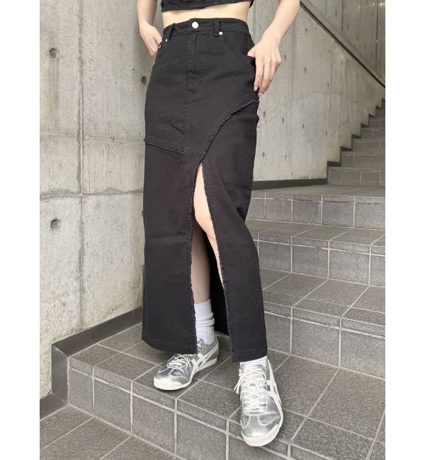 MURUA「デニムフロントオープンロングスカート」|スカート|