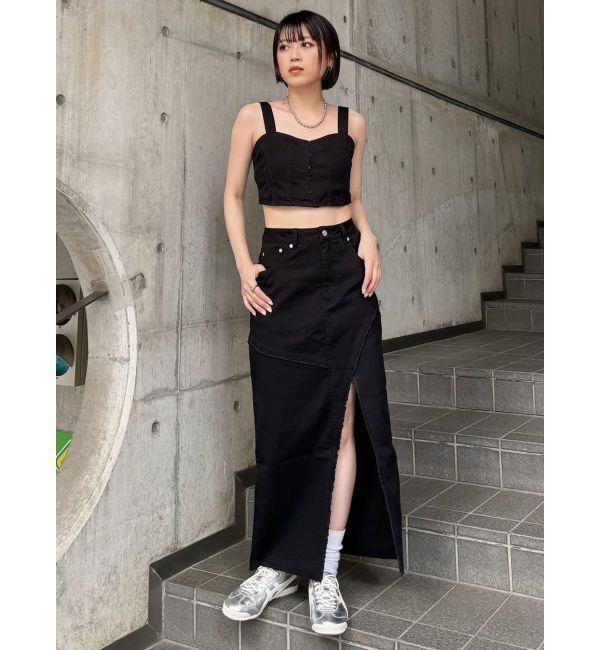 MURUA「デニムフロントオープンロングスカート」|スカート|