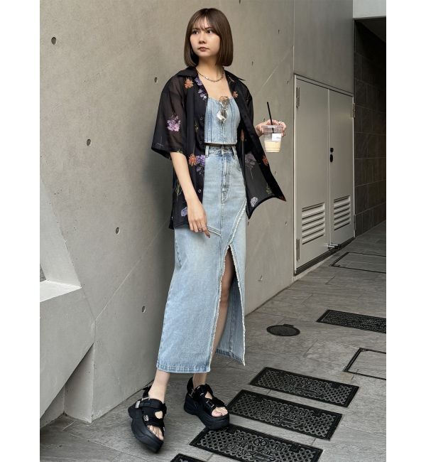 MURUA「デニムフロントオープンロングスカート」|スカート|