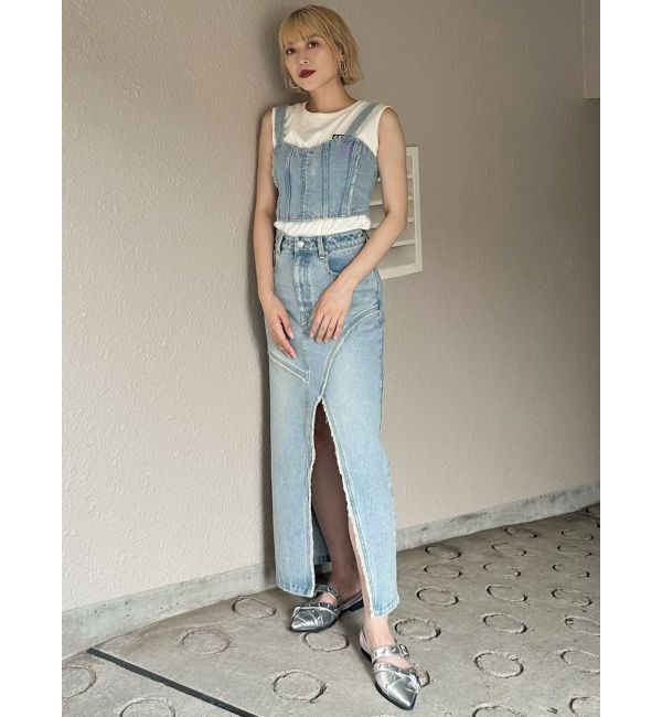 MURUA「デニムフロントオープンロングスカート」|スカート|