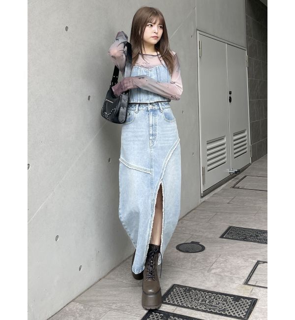 MURUA「デニムフロントオープンロングスカート」|スカート|