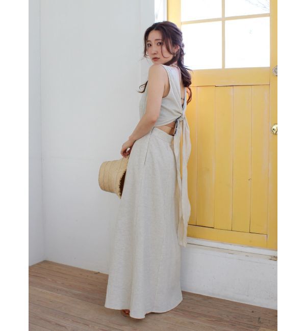 Ungrid「バックデザインノースリワンピース」|ワンピース|アイボリー