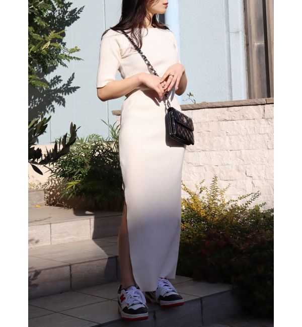 EVRIS「カッティングリブニットワンピース」|ワンピース|