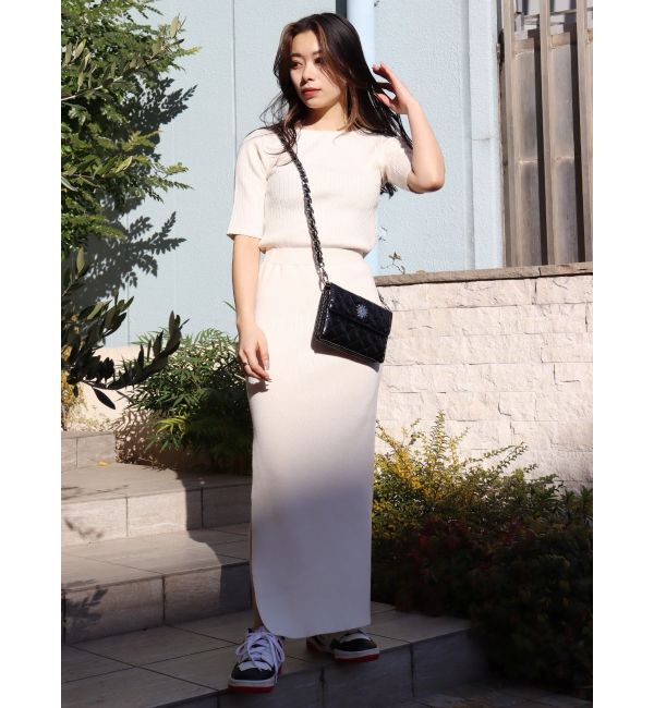 EVRIS「カッティングリブニットワンピース」|ワンピース|