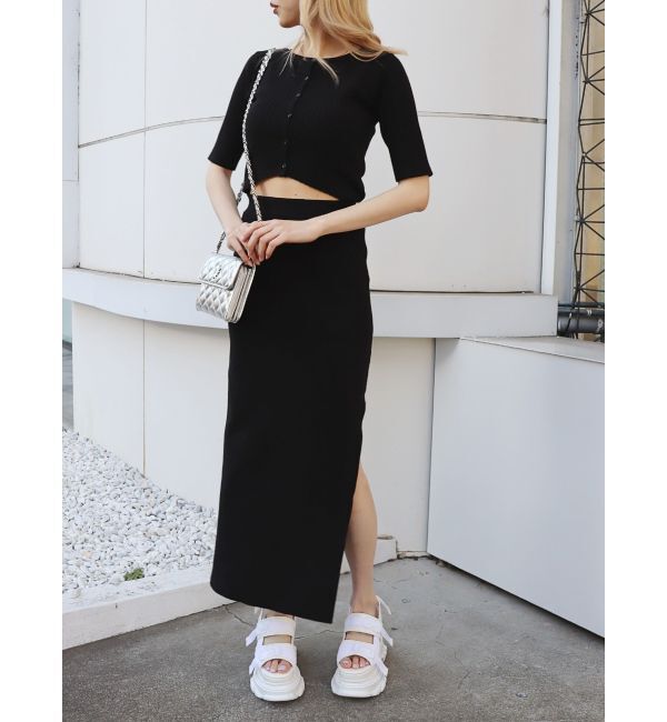 EVRIS「カッティングリブニットワンピース」|ワンピース|