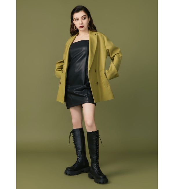 EVRIS「レザーライクミニワンピース」|ワンピース|