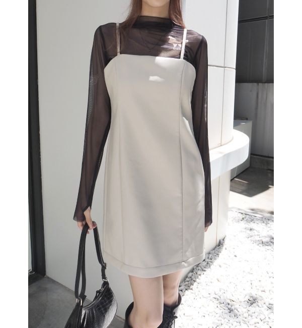 EVRIS「レザーライクミニワンピース」|ワンピース|