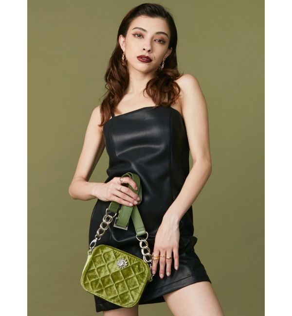 EVRIS「レザーライクミニワンピース」|ワンピース|ブラック