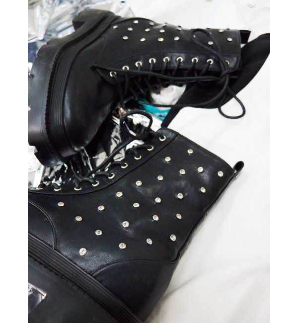 EVRIS「ビジューレースアップインソールワークブーツ」|ショートブーツ|