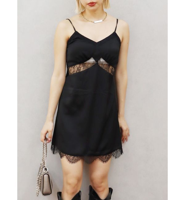 EVRIS「レースドッキングサテンミニワンピース」|ワンピース|