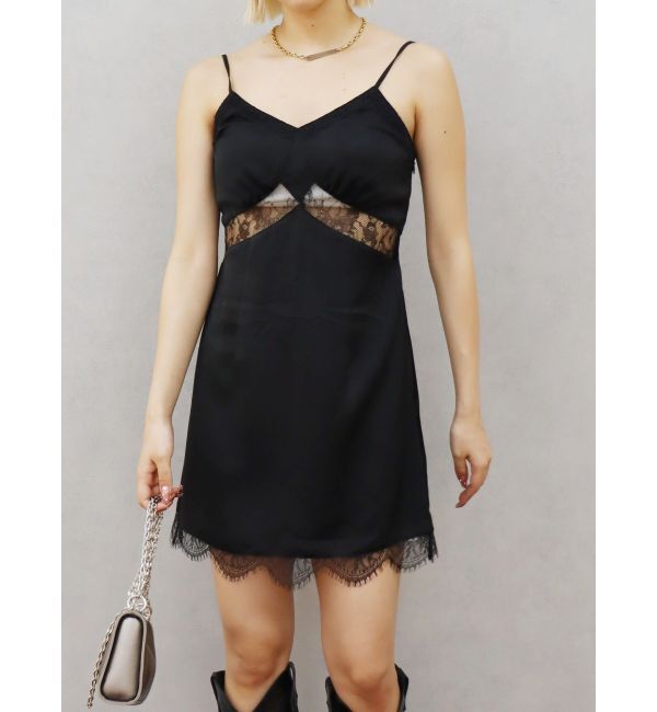 EVRIS「レースドッキングサテンミニワンピース」|ワンピース|