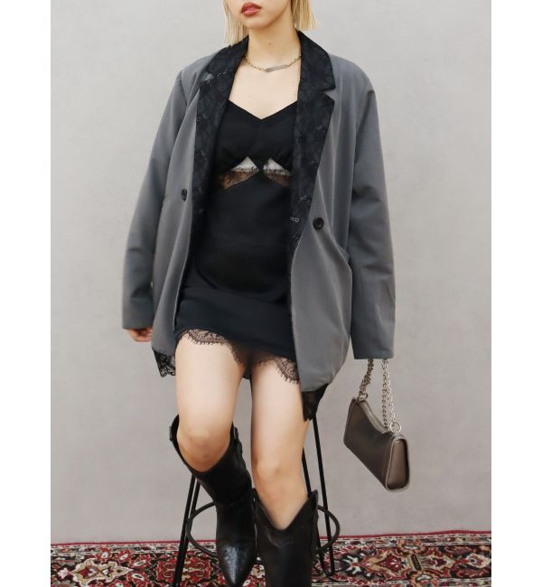 EVRIS「レースドッキングサテンミニワンピース」|ワンピース|