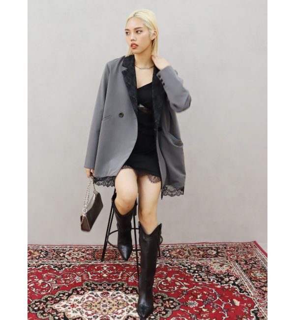 EVRIS「レースドッキングサテンミニワンピース」|ワンピース|