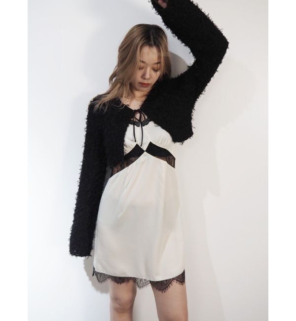 EVRIS「レースドッキングサテンミニワンピース」|ワンピース|