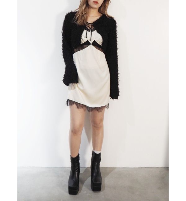 EVRIS「レースドッキングサテンミニワンピース」|ワンピース|