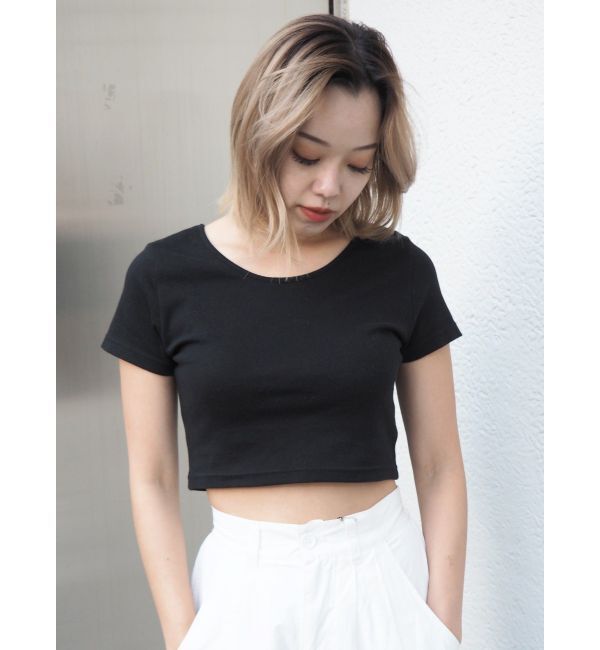 EVRIS「BASICシンプルショートTシャツ」|Tシャツ・カットソー|ブラック