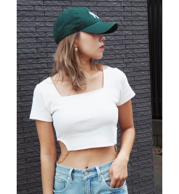 EVRIS「サイドチェーンショートトップス」|Tシャツ・カットソー|ホワイト