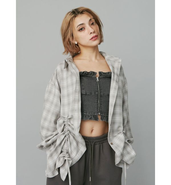 EVRIS「ウエストギャザーチェックシャツ」|シャツ・ブラウス|