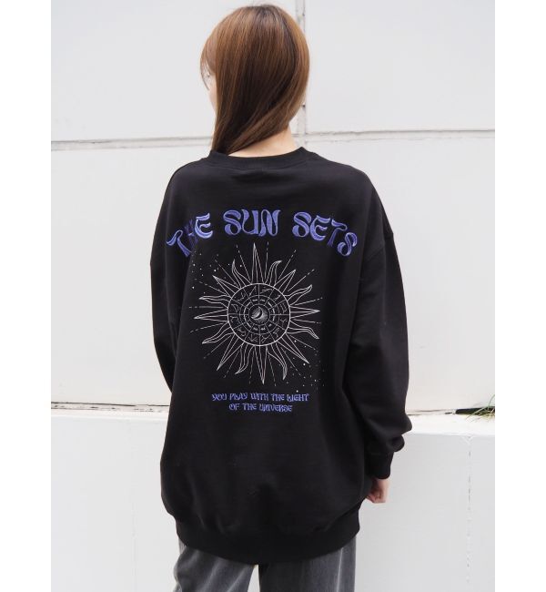 EVRIS「SUNNY GRAPHIC BIGスウェットトップス」|スウェット・ジャージ|ブラック