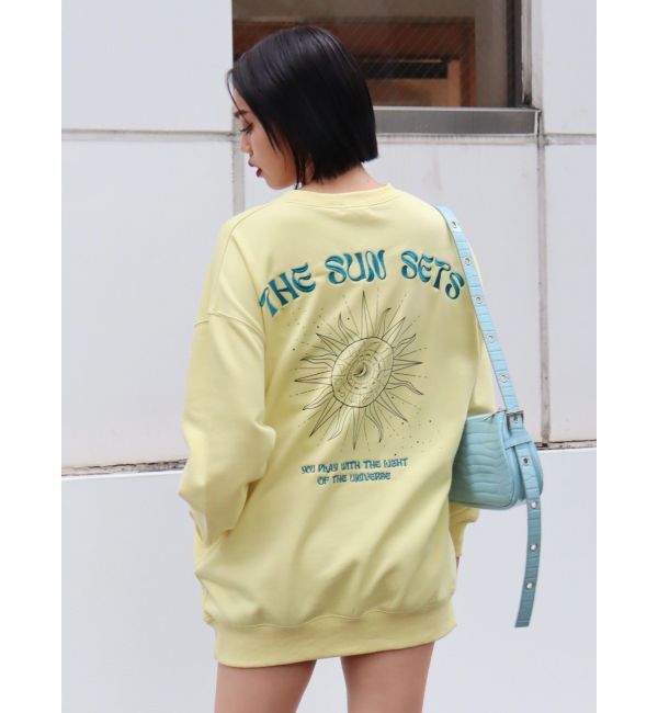 EVRIS「SUNNY GRAPHIC BIGスウェットトップス」|スウェット・ジャージ|イエロー